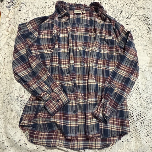 Vans Plaid Flannel Shirt Long Sleeve Button Down Men's Size M - Picture 1 of 5